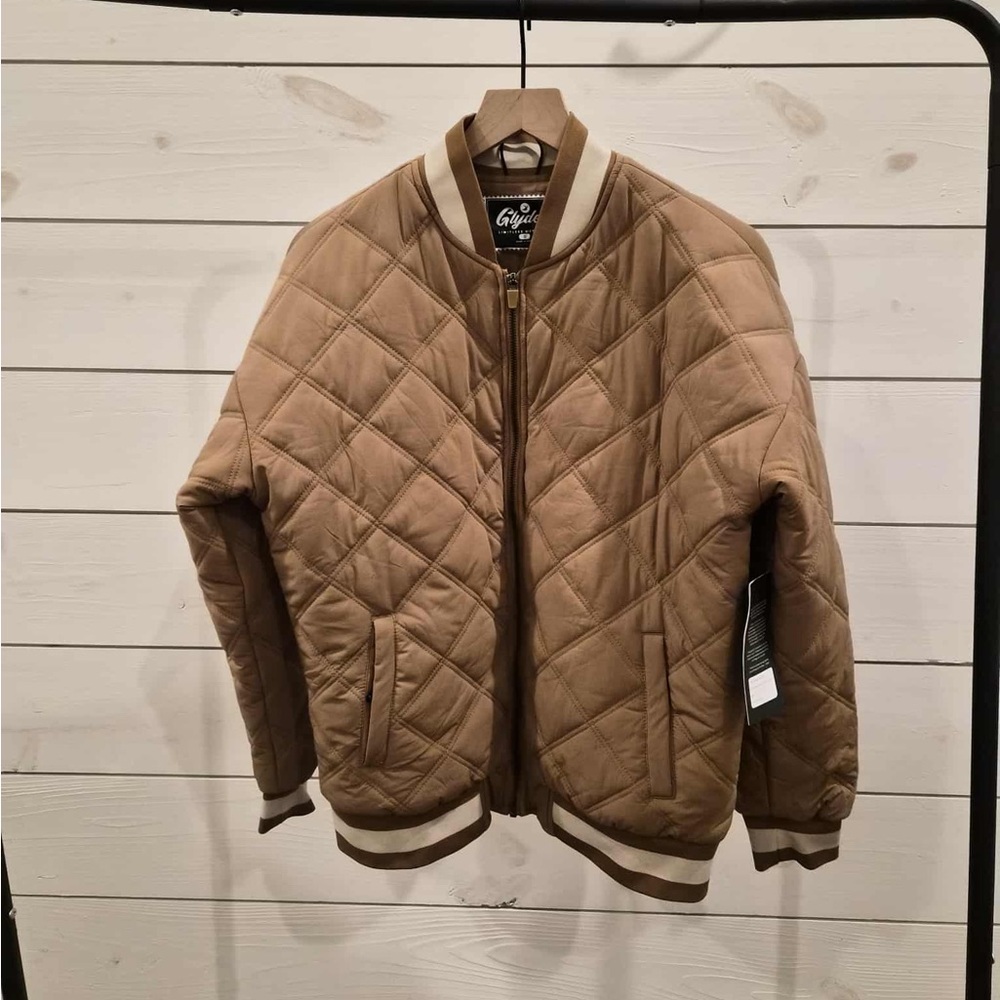 City Streets Tan Quilted Bomber Jacket